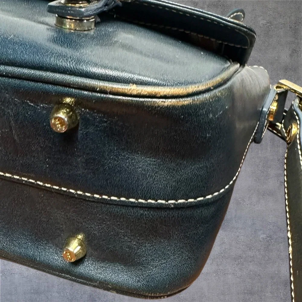 Monsac‎ Leather Satchel Bag Womens Medium Teal Green Buckle Crossbody